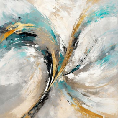Dynamic Teal Gold Abstract by Alpenglow Workshop