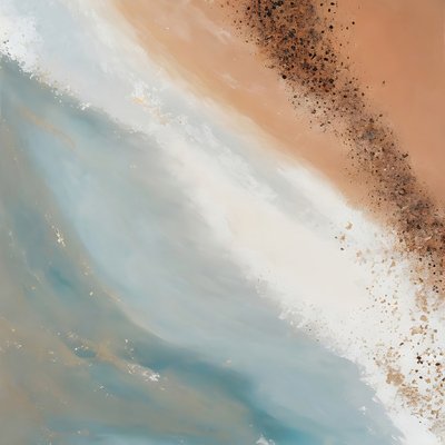 Peach Sand Ocean Waves by Alpenglow Workshop