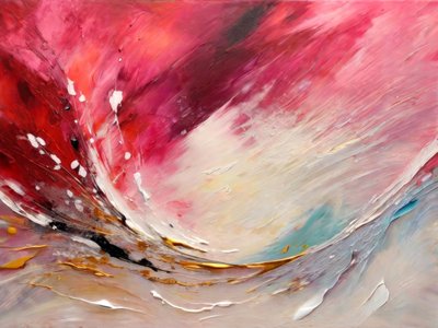 Red Pink Fluid Abstract by Alpenglow Workshop