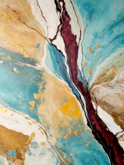 Teal Gold Marble Abstract by Alpenglow Workshop