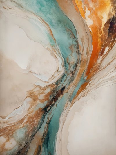 Teal Orange Abstract Flow by Alpenglow Workshop