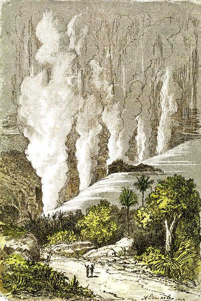 Prehistory- Cataracts of Zambeze. Drawing by A. Demarle. 1885 by Alphonse Demarle