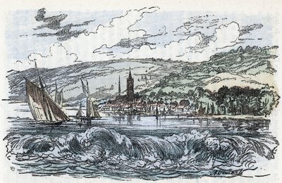 View of the mascaret of the Seine to Caudebec-en-Caux in the Seine Maritime, Normandie Engraving from 