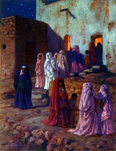 Illustration depicting Moslem Arab women celebrating 