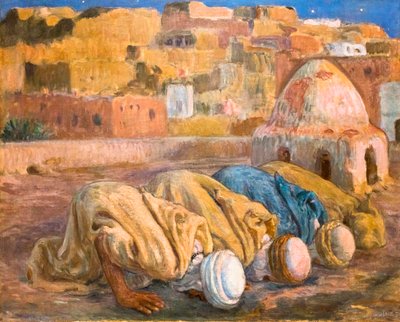 Prayer on a Terrace at Bou-Saada or Es-Sojoud by Alphonse Etienne Dinet