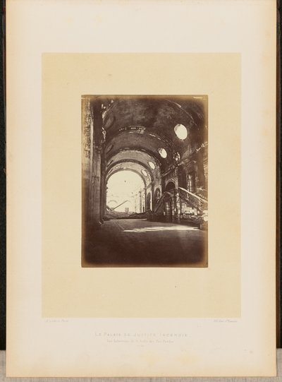 The Burned Palais de Justice. Interior View of the Salle des Pas-Perdus. by Alphonse J. Liébert