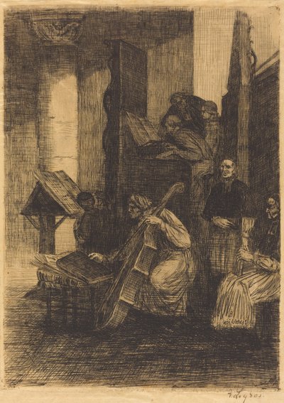 Choir in a Spanish Church, 1860 by Alphonse Legros
