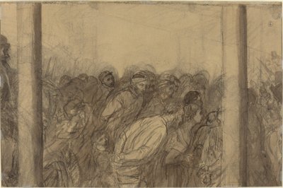 Crowd of People Seen between Two Columns by Alphonse Legros