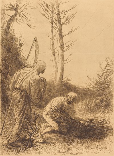 Death and the Woodcutter, 2nd plate Le mort et le bucheron by Alphonse Legros
