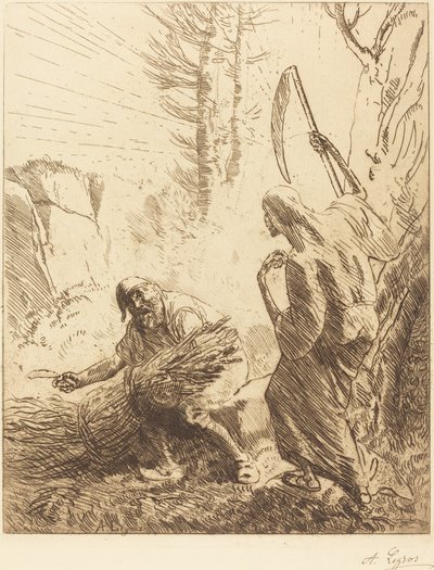 Death and the Woodcutter, 3rd plate La mort et le bucheron by Alphonse Legros