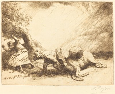 Donkey Upset by Storm by Alphonse Legros