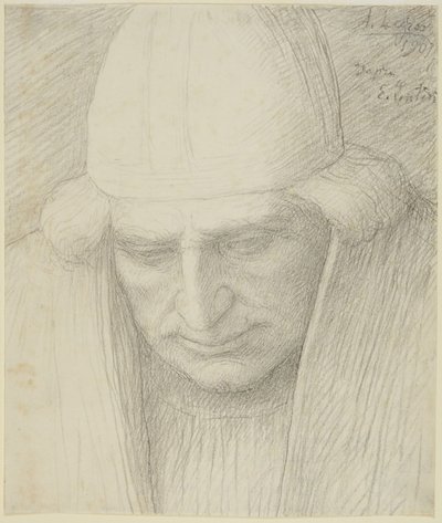 Elderly Man in Cap by Alphonse Legros