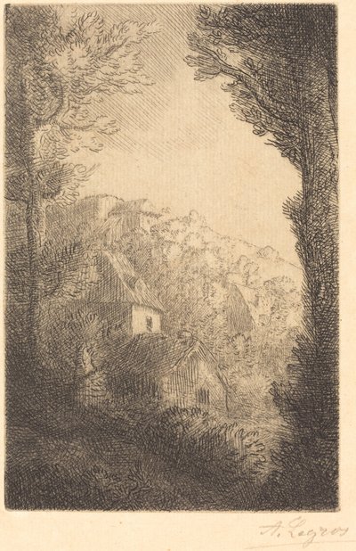 Farm on a Hillside in Sunlight by Alphonse Legros
