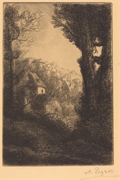 Farm on a Hillside in Sunlight by Alphonse Legros