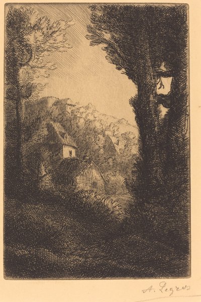 Farm on a Hillside in Sunlight by Alphonse Legros