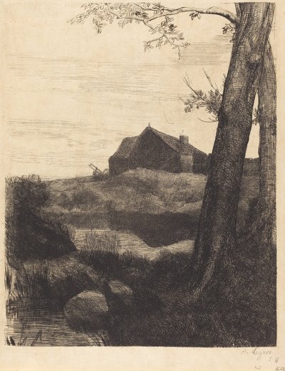 Farm with Large Tree by Alphonse Legros