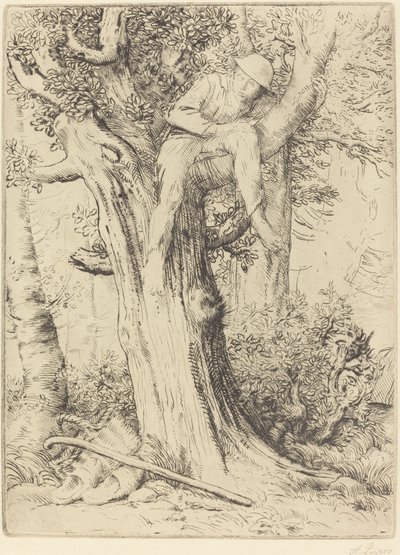 Landscape with a Boy in a Tree by Alphonse Legros