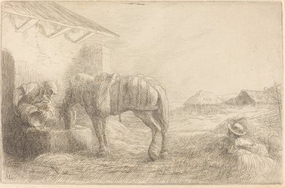 Man Watering a Horse by Alphonse Legros