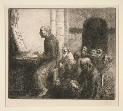 Monk Playing the Organ in Church by Alphonse Legros