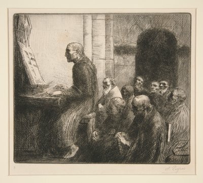 Monk Playing the Organ in Church by Alphonse Legros