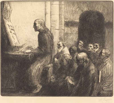 Monk Playing the Organ in Church by Alphonse Legros