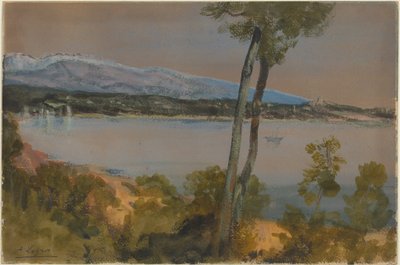 Mountains Seen Beyond a Lake by Alphonse Legros