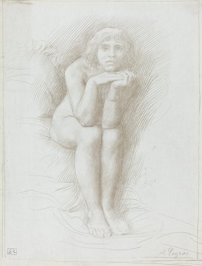 Nude Model Seated by Alphonse Legros
