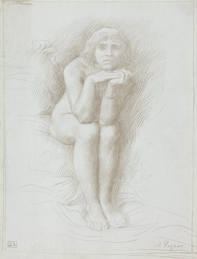 Nude Model Seated by Alphonse Legros