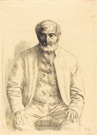 Old Man Seated by Alphonse Legros