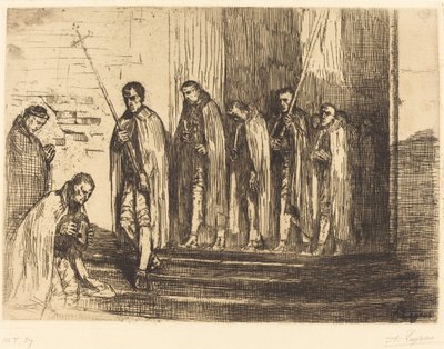 Procession Leaving a Church by Alphonse Legros