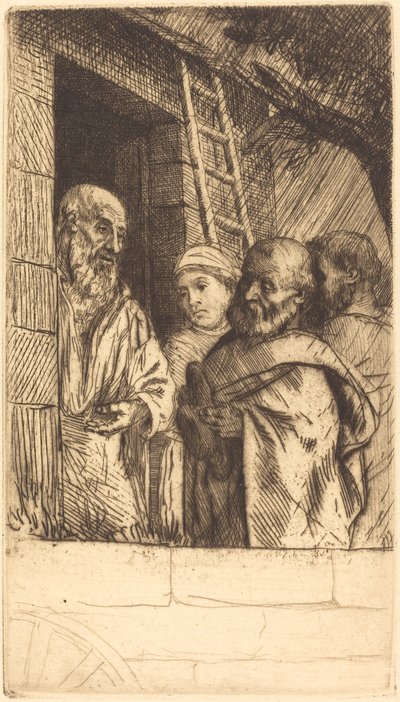 Saint Peter and Saint Paul at the Door of Bonhomme Misere by Alphonse Legros