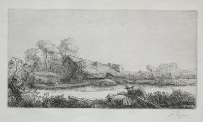 The Farm on the River: Evening Effect by Alphonse Legros