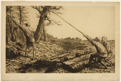 The Lumberjacks, Second Plate by Alphonse Legros