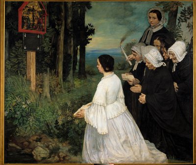 The ex-voto Women gathering in front of an ex voto by Alphonse Legros