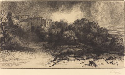 View of a Farm Seen in a Storm by Alphonse Legros