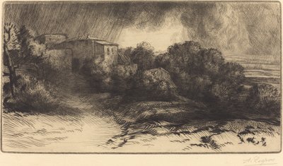 View of a Farm Seen in a Storm by Alphonse Legros