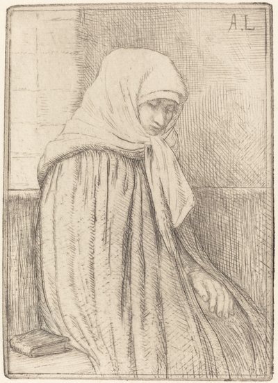Young Peasant Seated in a Church by Alphonse Legros