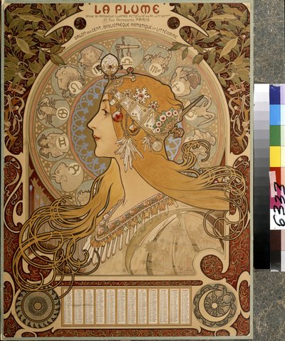 Calendar "La Plume", Bi-Monthly Illustrated Review of the Salon des Cent by Alphonse Marie Mucha