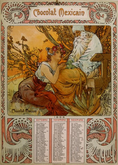 Chocolate Masson calendar illustrated by Mucha by Alphonse Mucha