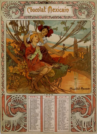 Chocolate Masson Calendar Illustrated by Mucha by Alphonse Mucha