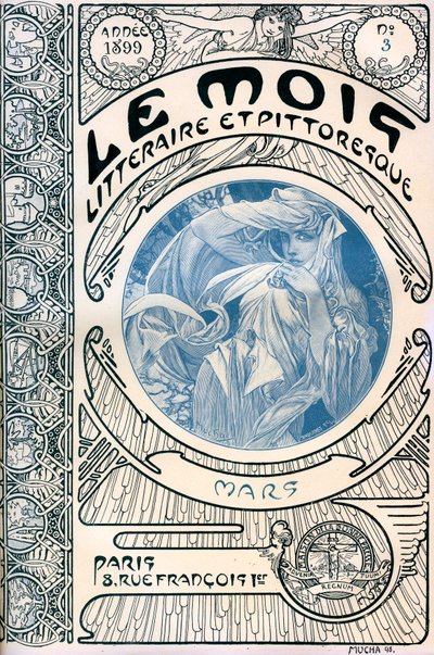 Cover of the magazine (monthly magazine) The Literary and Picturesque Month by Alphonse Mucha: March 1899 - Maison de la Bonne Presse by Alphonse Mucha
