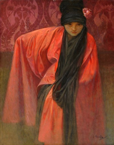 Girl in Red by Alphonse Mucha