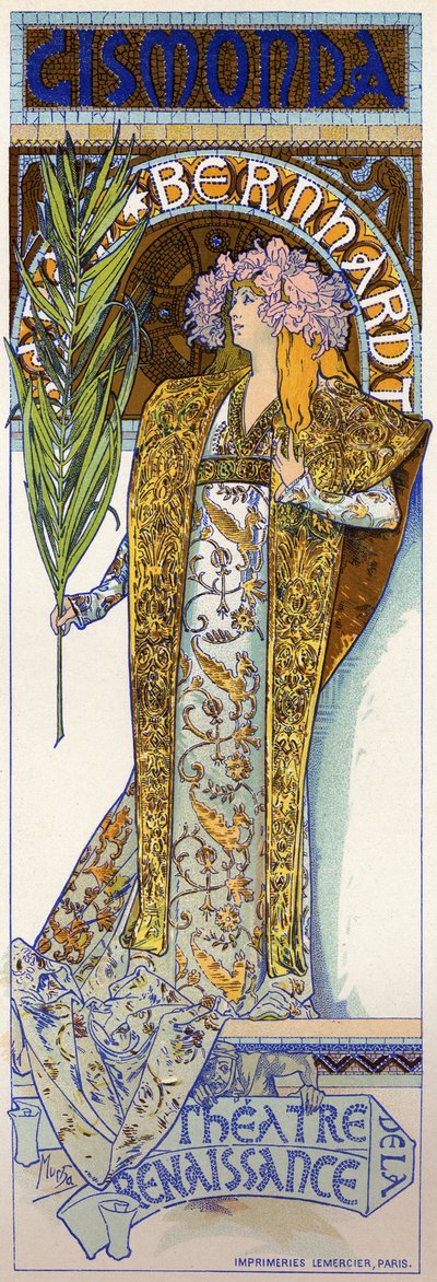 Gismonda with Sarah Bernhardt in Paris by Alphonse Marie Mucha