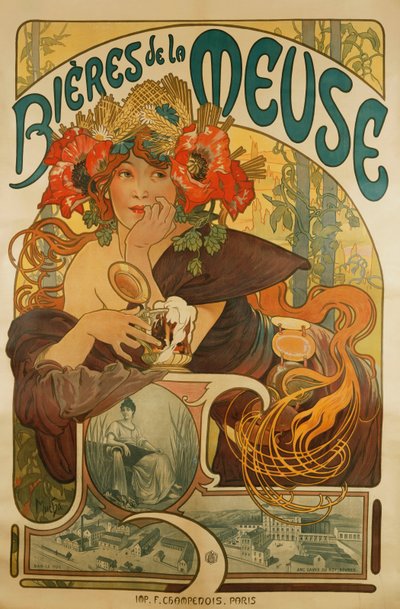 Meuse Beer by Alphonse Mucha