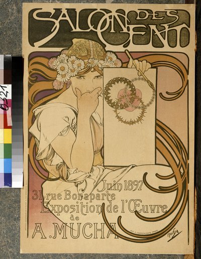 Poster Advertising the Exhibition of A. Mucha at the Salon des Cent, 31 rue Bonaparte, Paris, June 1897 by Alphonse Mucha