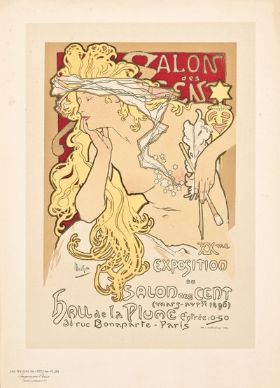 Reproduction of a Poster Advertising the Salon des Cent Exposition by Alphonse Mucha