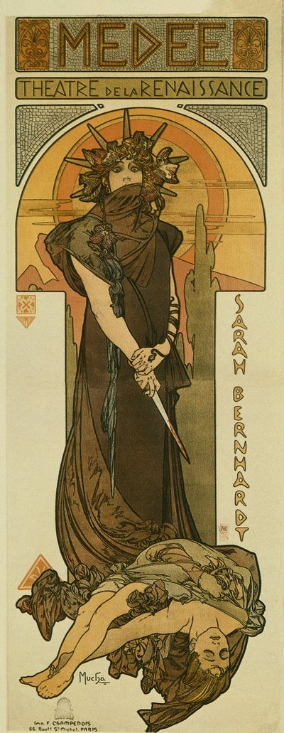 Sarah Bernhardt as Medee at the Renaissance Theatre, 1898 by Alphonse Mucha