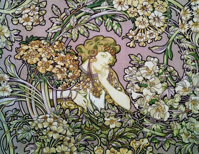 Woman among flowers, c.1900 by Alphonse Marie Mucha