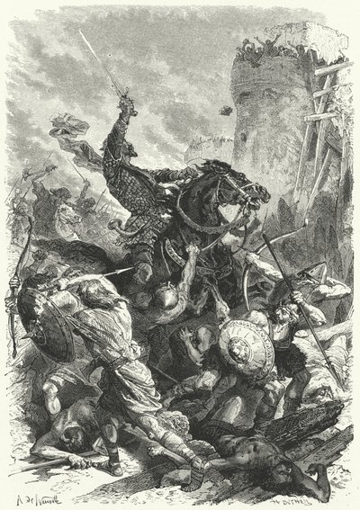 Count Odo Defending Paris Against the Normans, 886 by Alphonse Marie de (after) Neuville
