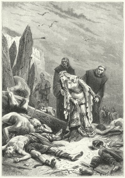 Edith the Fair discovers the body of King Harold on the battlefield of Hastings by Alphonse Marie de (after) Neuville